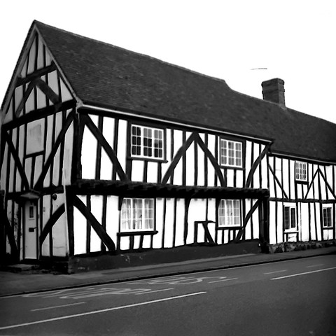 One of the Late Medieval half-timbered houses on High Street, Elstow.