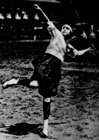 Anne Harwick, throwing a javelin in 1922. 