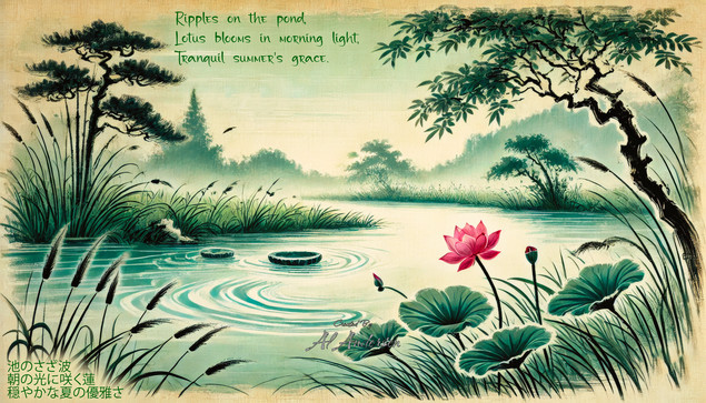 Daily Haiku: 20240728

Ripples on the pond,
Lotus blooms in morning light,
Tranquil summer's grace.