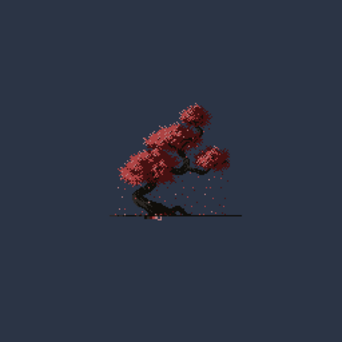 Image of a tree with it's crimson leaves falling and technically scintillating.