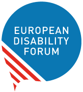 Logo European Disability Forum. Het bracht deze maand een rapport uit over de toegankelijkheid van de werkplek van de EU-lidstaten. 