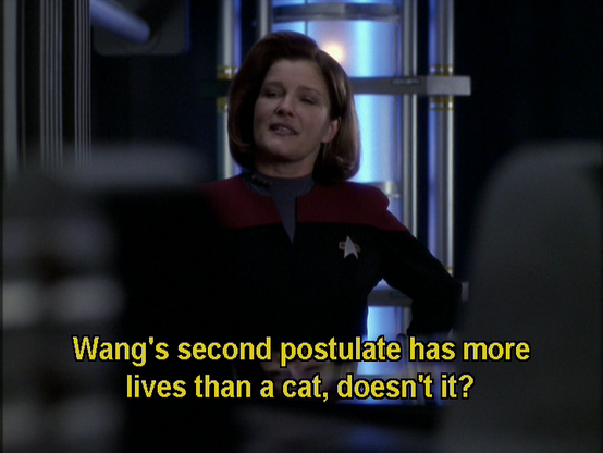 More lives than a cat you say Janeway?

This is an odd thing to me that Janeway would say but she's a Starfleet Captain and probably would say this to a fellow Starfleet officer especially one that's into cosmology.