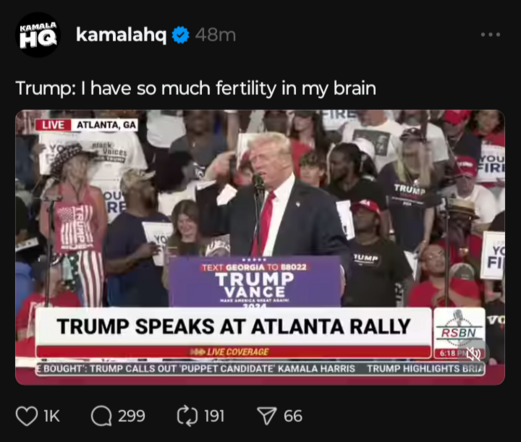 Trump at rally: I have so much fertility in my brain