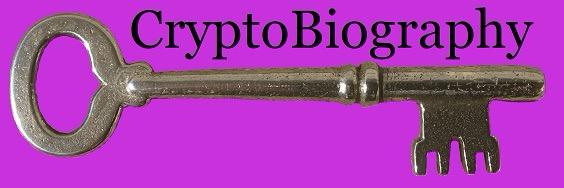 The CryptoBiography logo, a close-up of an old-fashioned key. 