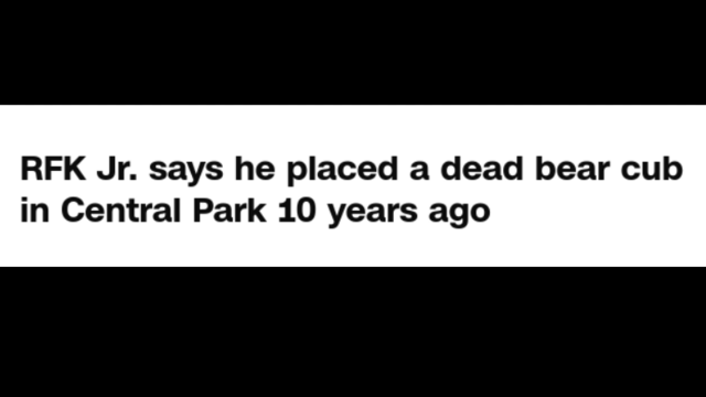 Headline:
RFK Jr. says he placed a dead bear cub in Central Park 10 years ago