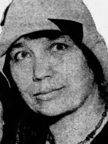 Leta Myers Smart, from a 1931 newspaper; a woman with olive skin, dark hair and eyes, wearing a cloche-style cap