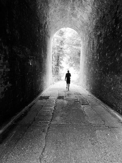 Railway arch with silhouette figure