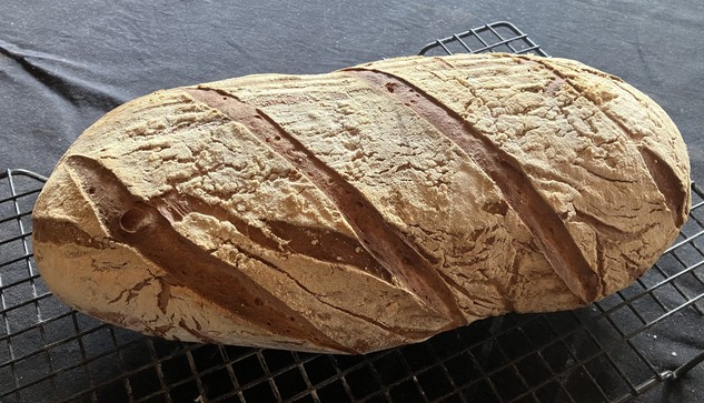 Fresh sourdough out of the oven.