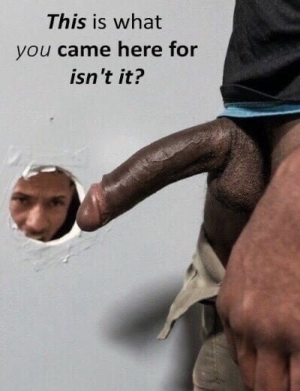 White man watching a big black #cock through hole in the wall