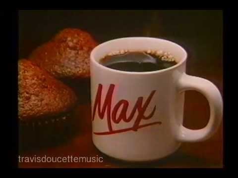 Maxwell House (Max) coffee mug and two muffins. 