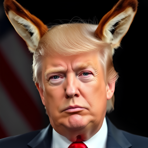 Donald Trump with donkey ears.