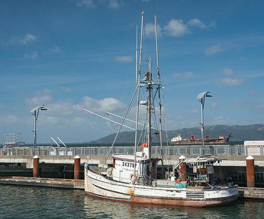 Fishing boat docked on the Columbia River, Asroria, Oregon 