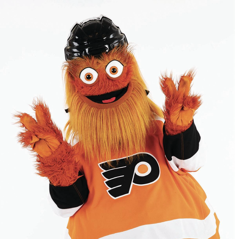 Gritty, the hirsute deranged orange mascot of the Philadelphia Flyers 