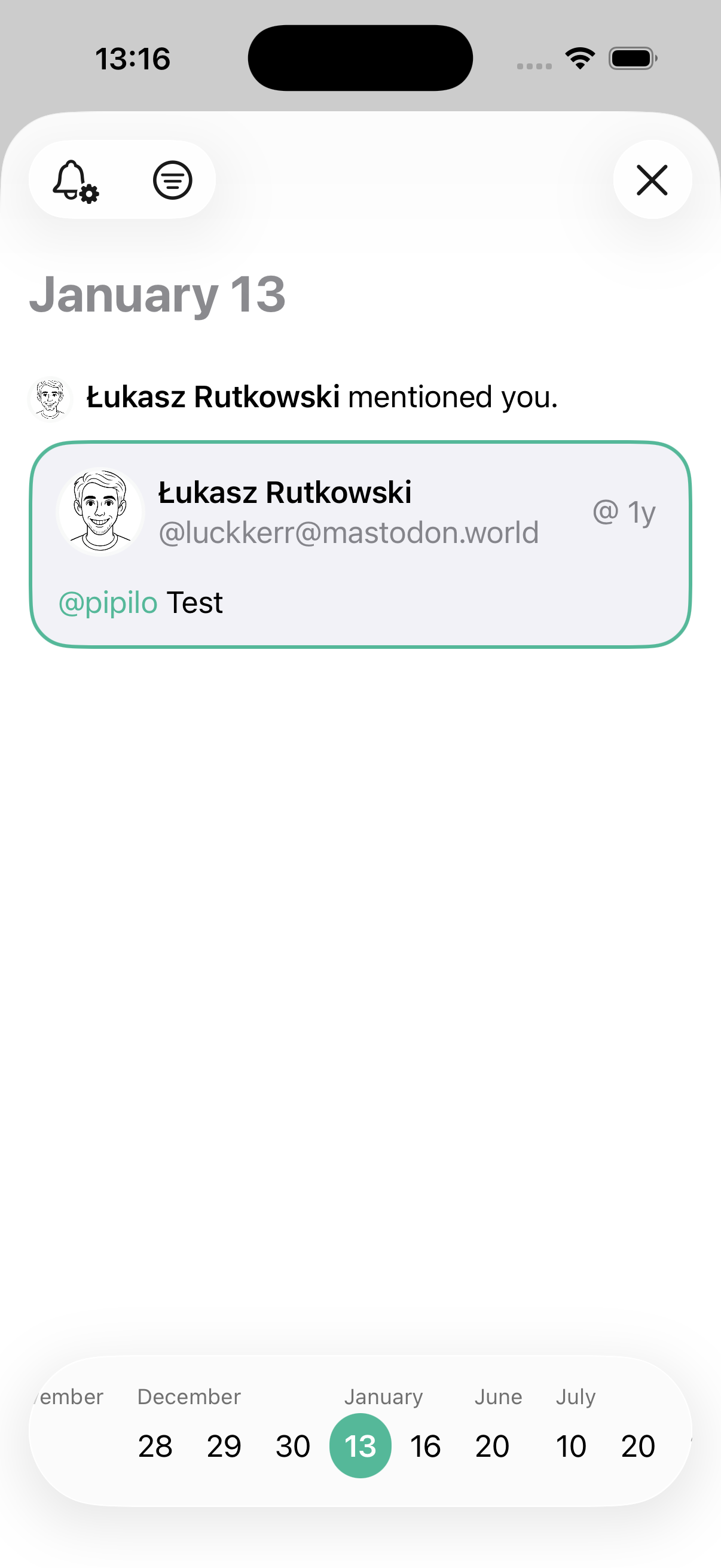 Screenshot of the notifications screen with new design.
