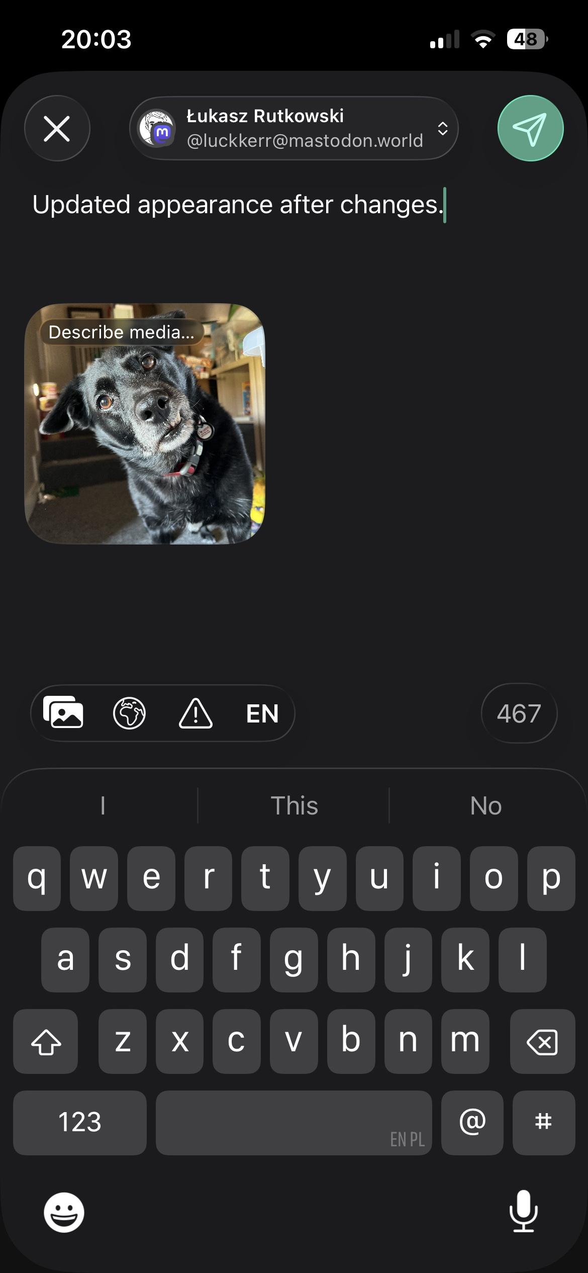 Screenshot of post composer after updating design.