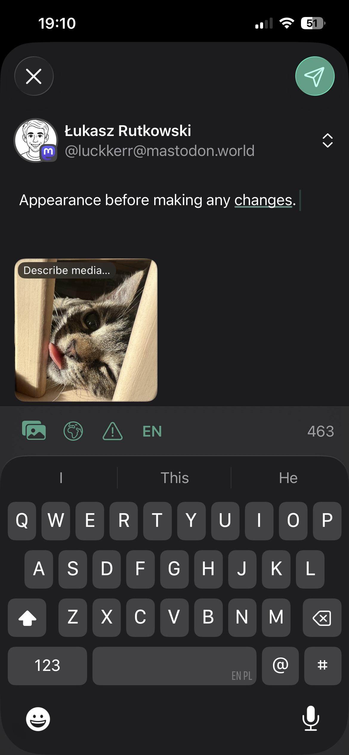 Screenshot of post composer before changes were made.