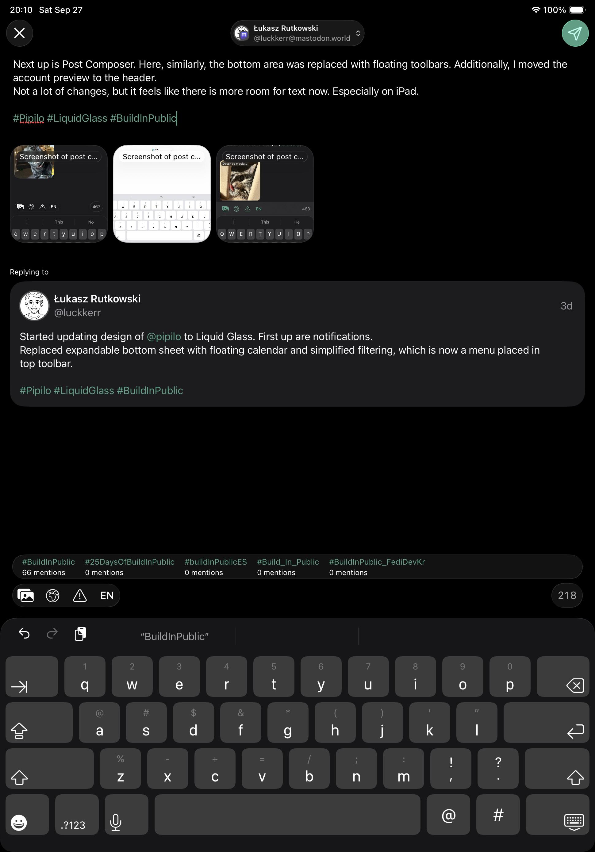 Screenshot of this post before I submitted it from iPad.