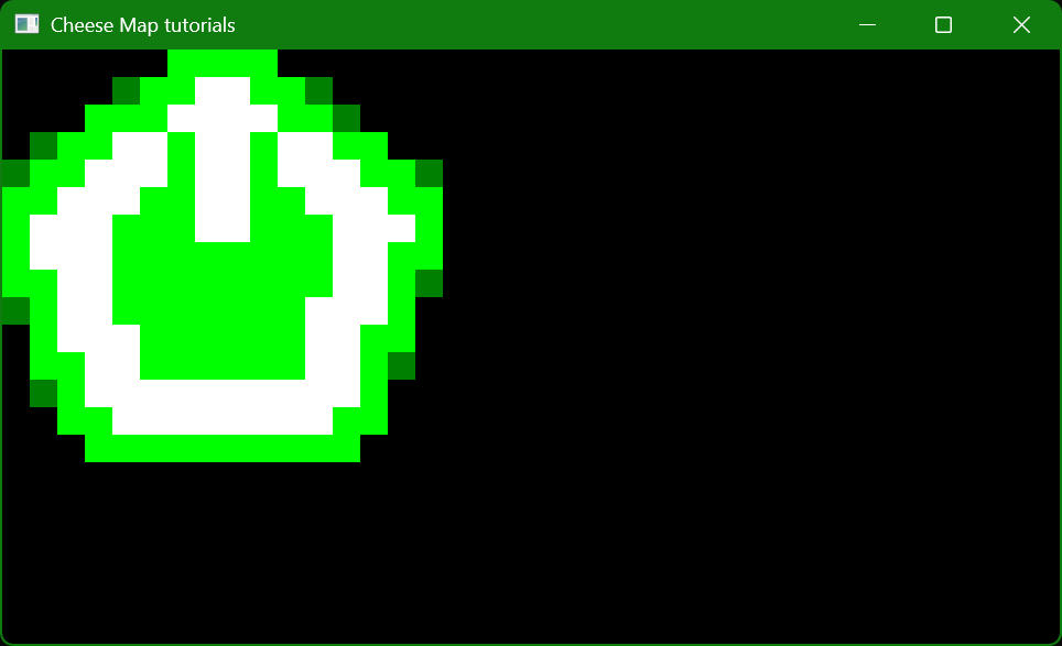 An image of a tile map drawn using Cheese Map with a map that looks like the SFML logo.