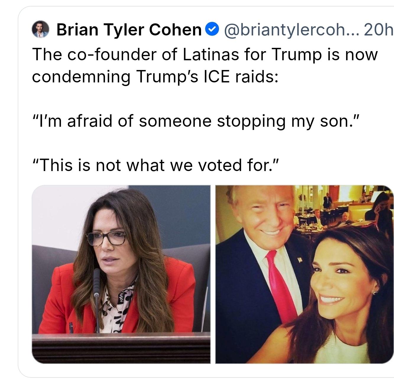 Co-founder of Latinas for Trump says "Im afraid of someone stopping my son. This is not what we voted for."