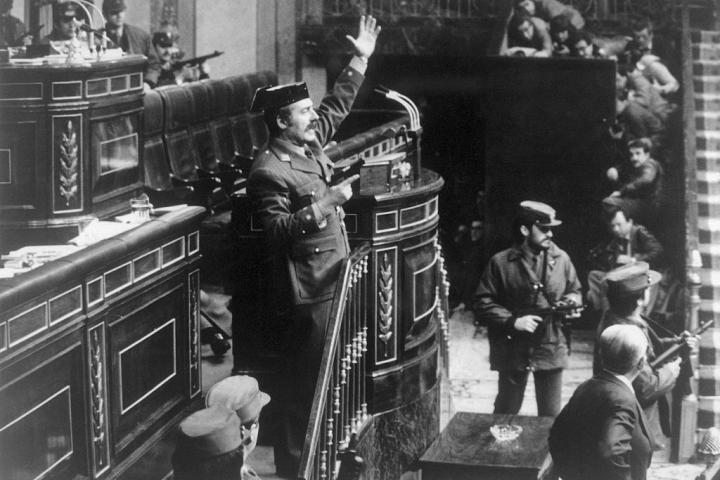 Antonio Tejero, durante el golpe de Estado del 23-F (Bettmann Archive)