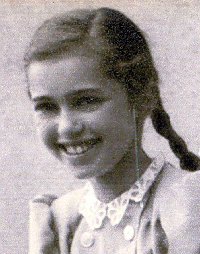 A photo of a smiling girl with long hair and braids.