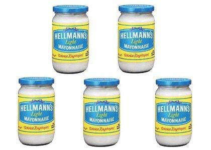 five jars of Hellman's Mayonnaise 