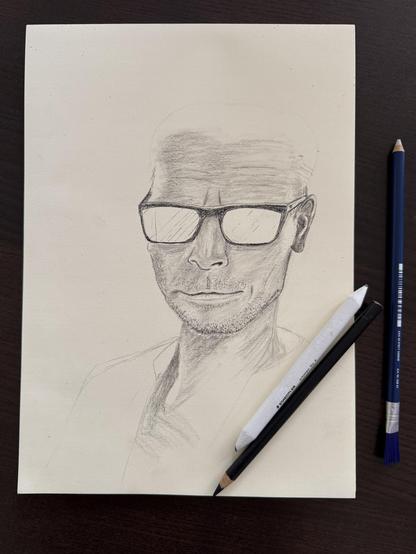 Hand drawing portrait, 2/3 finished. 