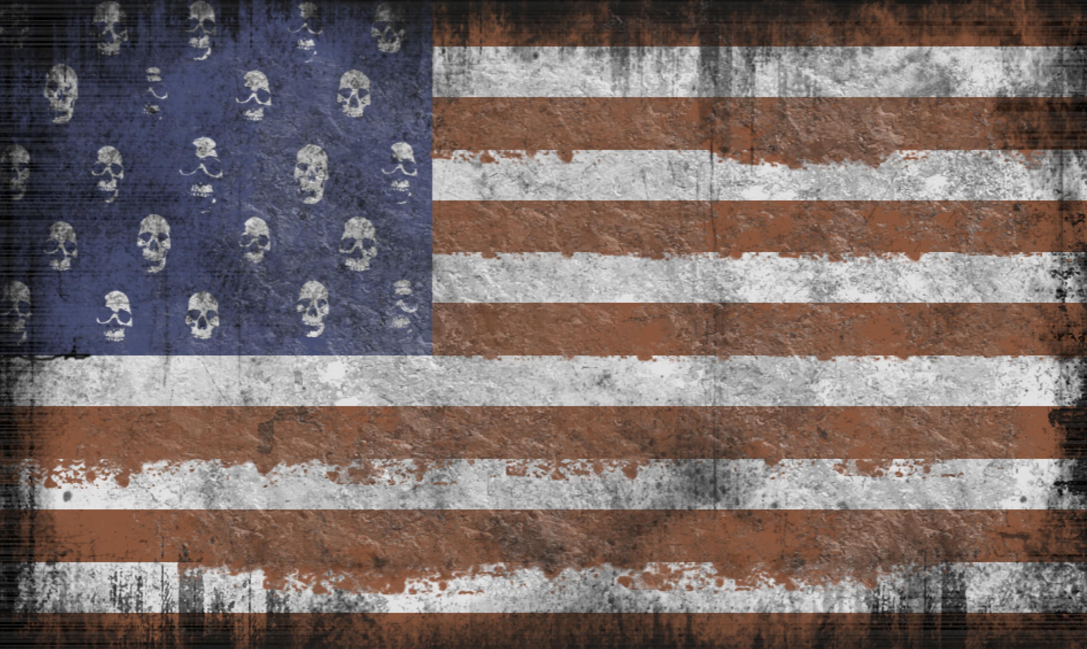 Red for all the Blood spilled in Endless Wars. 🩸
White for Cultural Genocide. 💀
Blue for what they want you to keep Voting. 🥶

United Skulls of America Flag. 🩸💀🥶
🇺🇸