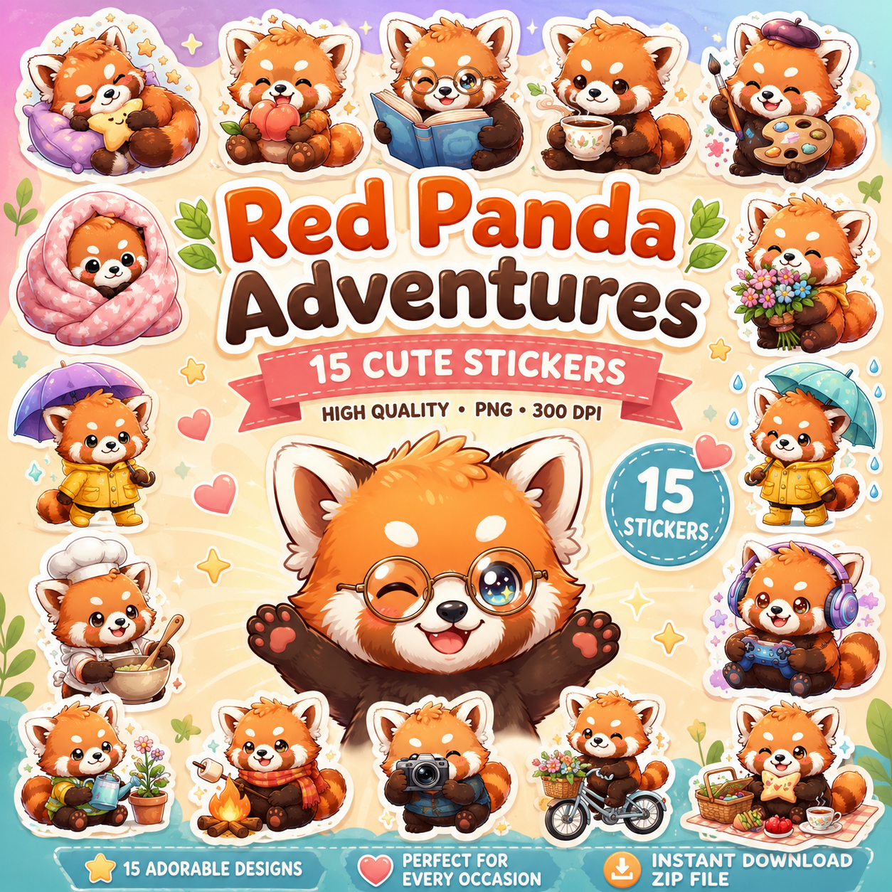 Red Panda Adventures Stickers