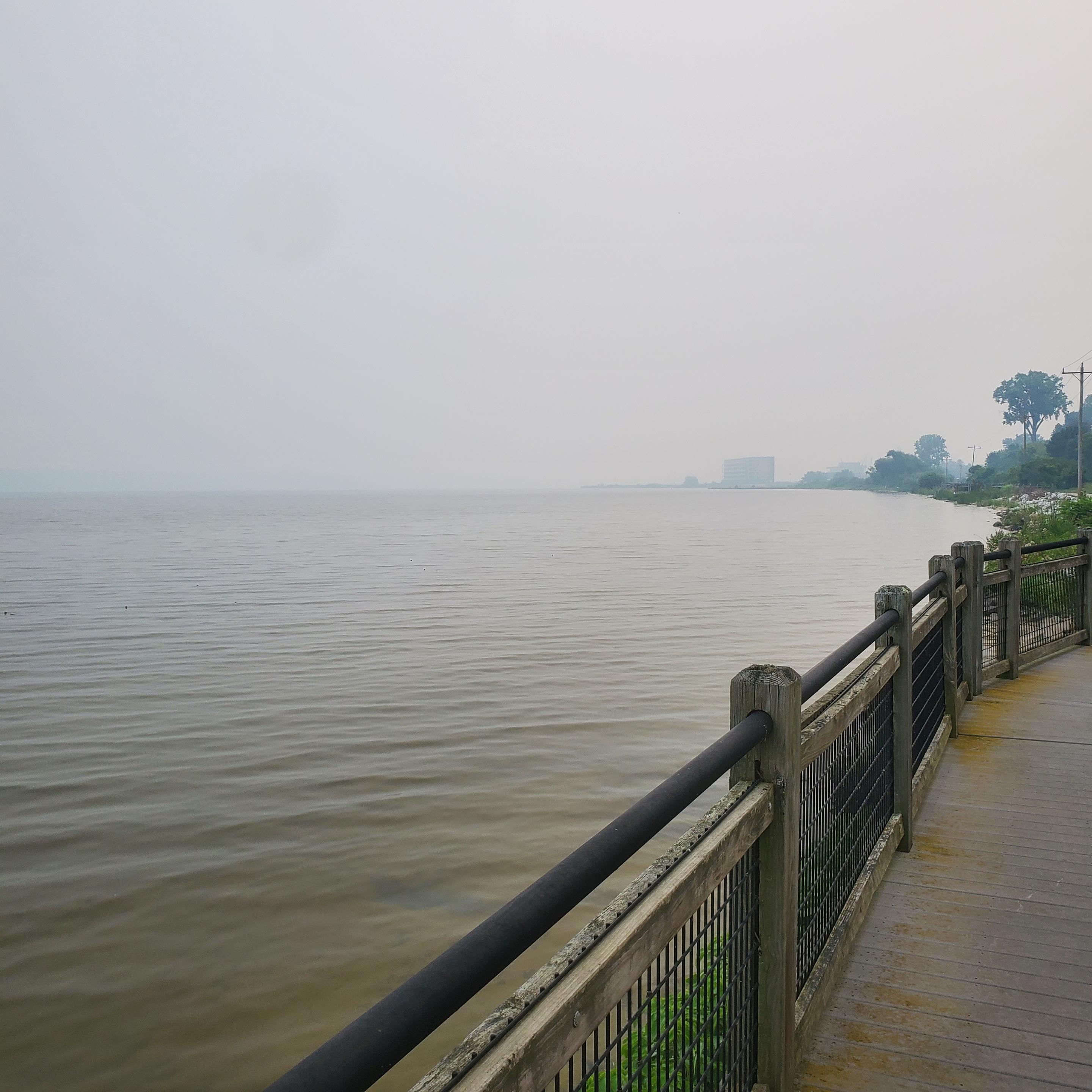 Photo of the Canadian wildfire smoke that has settled over Muskegon today...