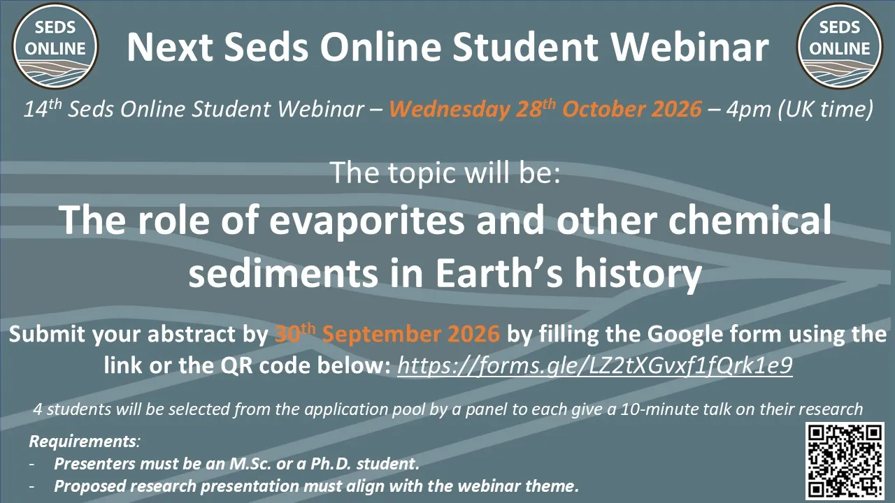 Invitation to submit to a student webinar on The Role of Evaporites and Other Chemical Sediments in Earth's History.