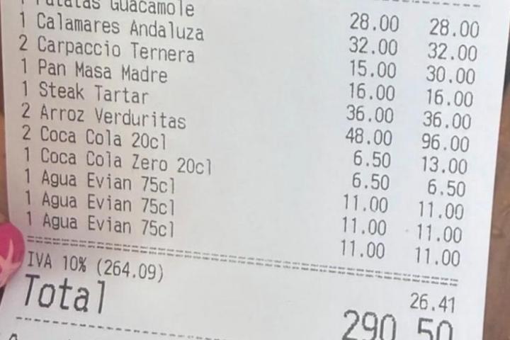 Ticket de un restaurante (SOY CAMARERO)