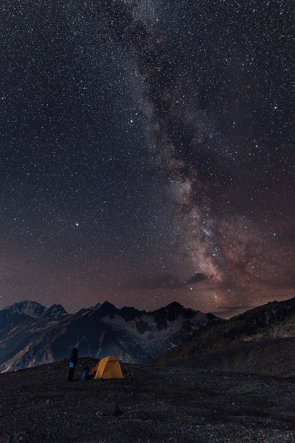 The Milky Way as seen over Mount Elbrus, the highest mountain in the Caucasus photo by oliwok