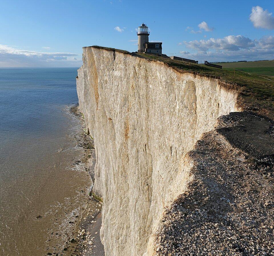 Belle Tout Lighthouse and chalk cliffs on the English Channel at Beachy Head. photo by kallerna