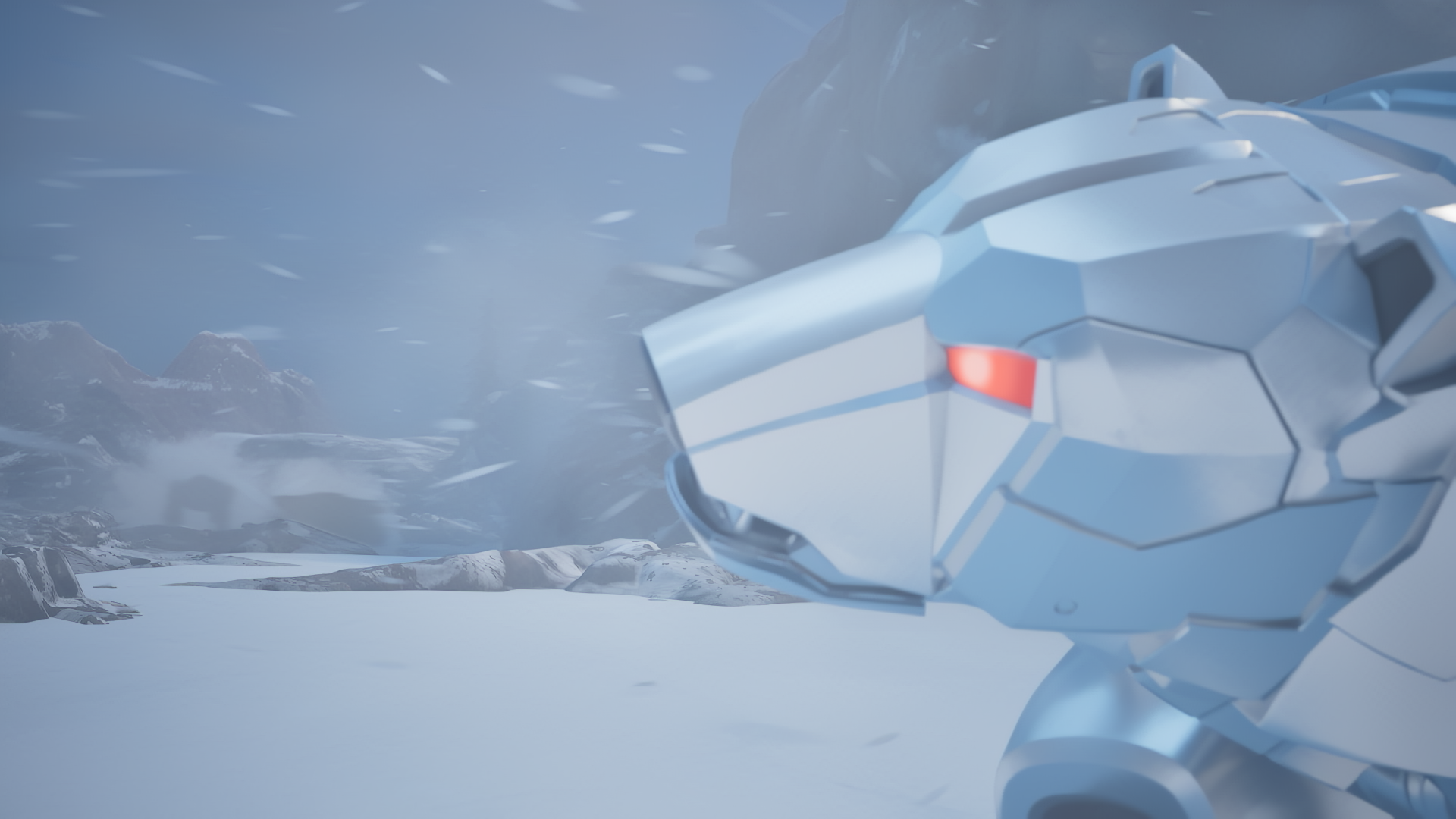 Jazz, in polar bear form, caught in a blizzard in the Snow Region on Transformers: CYBERWORLD.