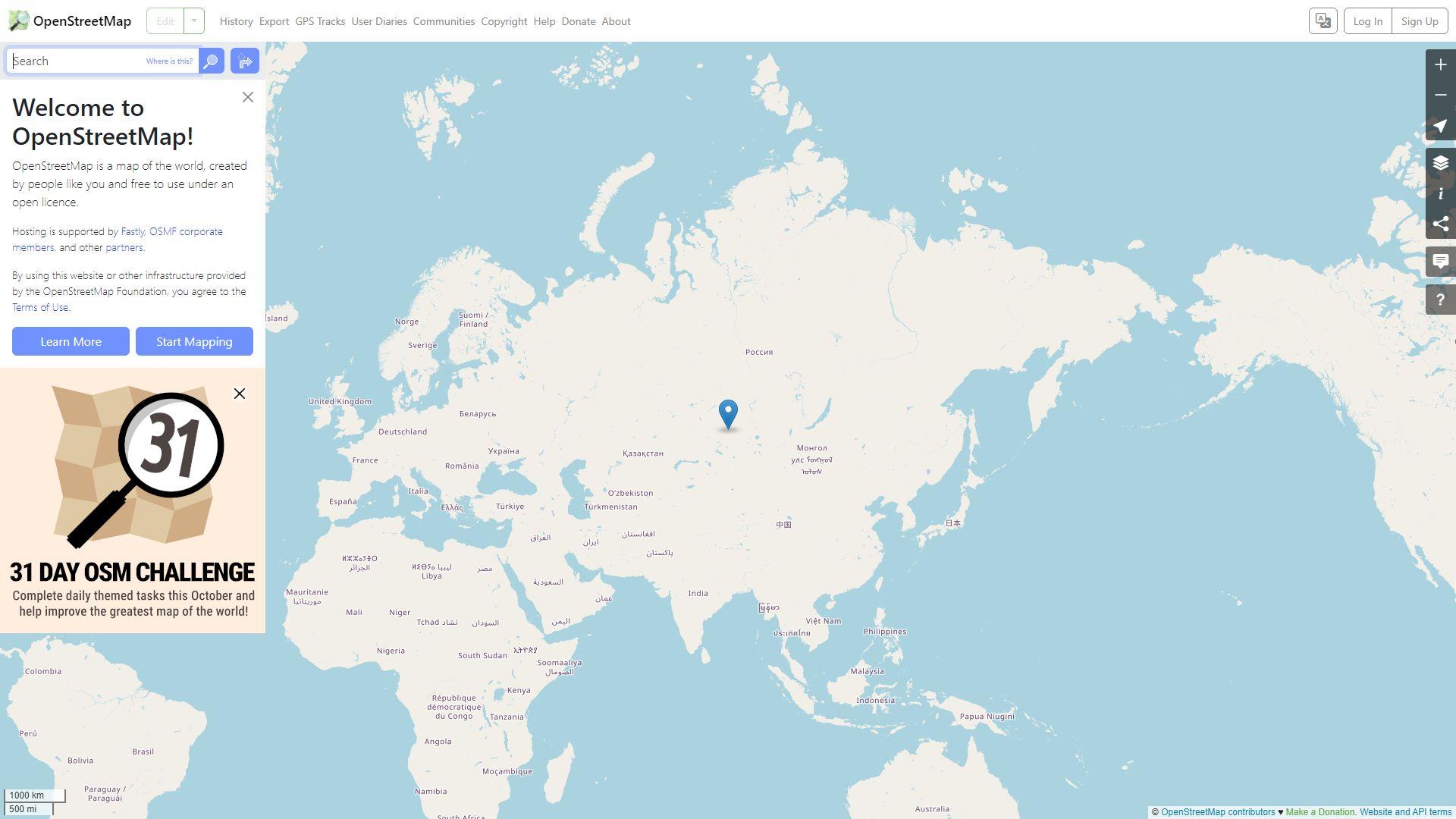 Map screenshot displaying the current location of the International Space Station