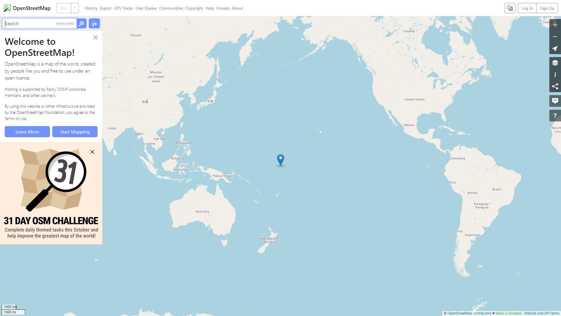 Map screenshot displaying the current location of the International Space Station