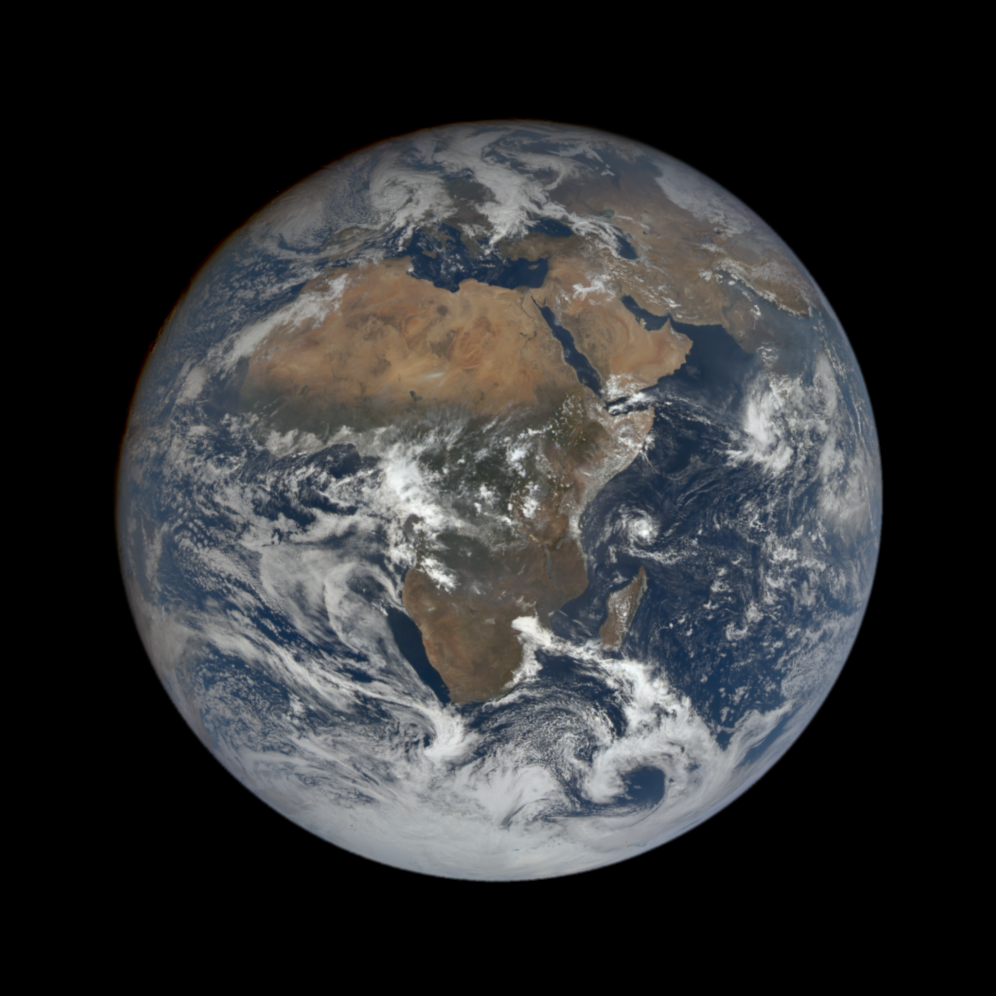 A photo of Earth from the EPIC camera onboard the DSCOVR spacecraft.