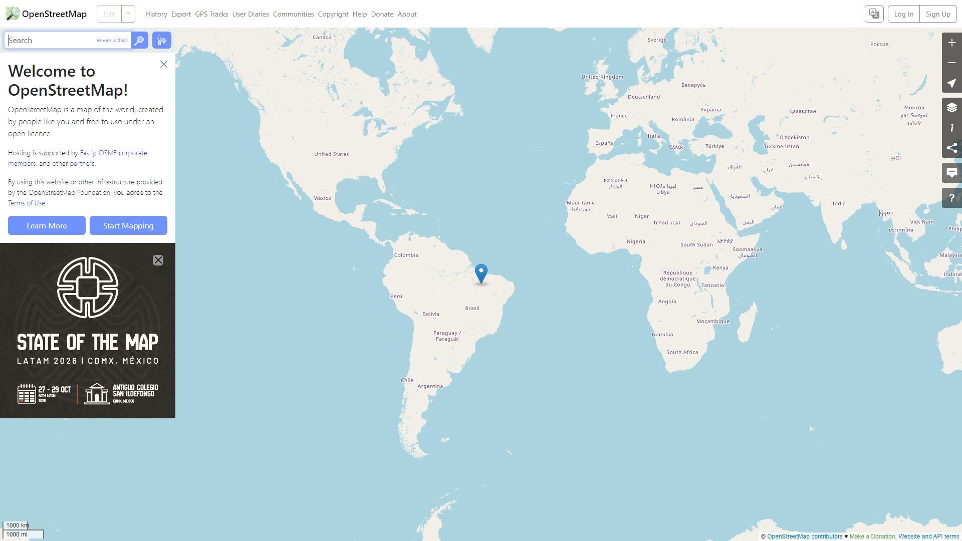 Map screenshot displaying the current location of the International Space Station