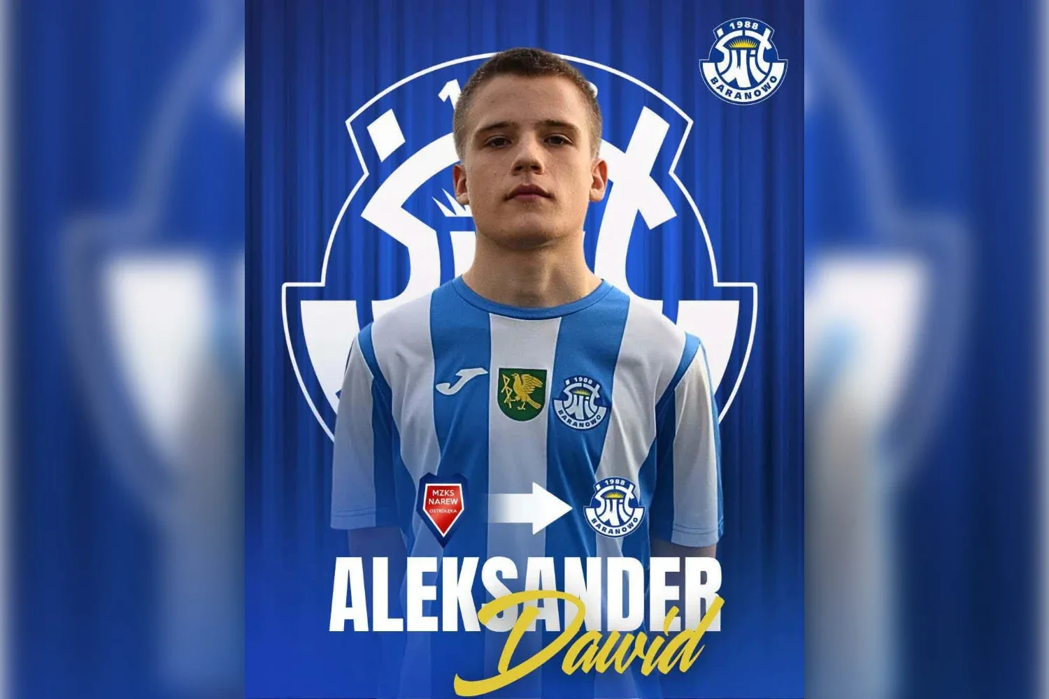 Aleksander Dawid nowym zawodnikiem Świtu Baranowo. 15-latek wchodzi do seniorskiej piłki