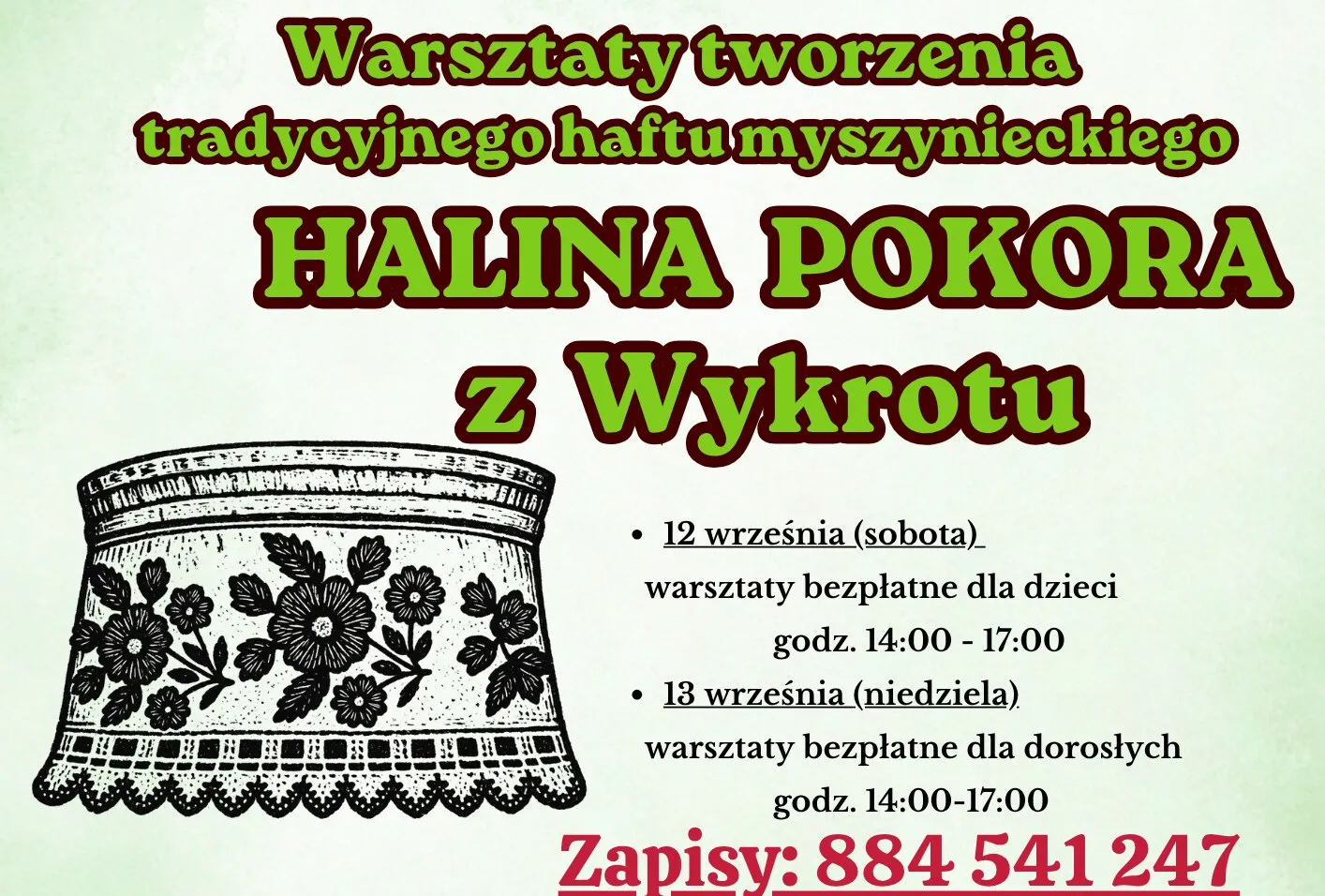 Tradycyjny haft myszyniecki – bezpłatne warsztaty w Skansenie Kurpiowskim w Nowogrodzie