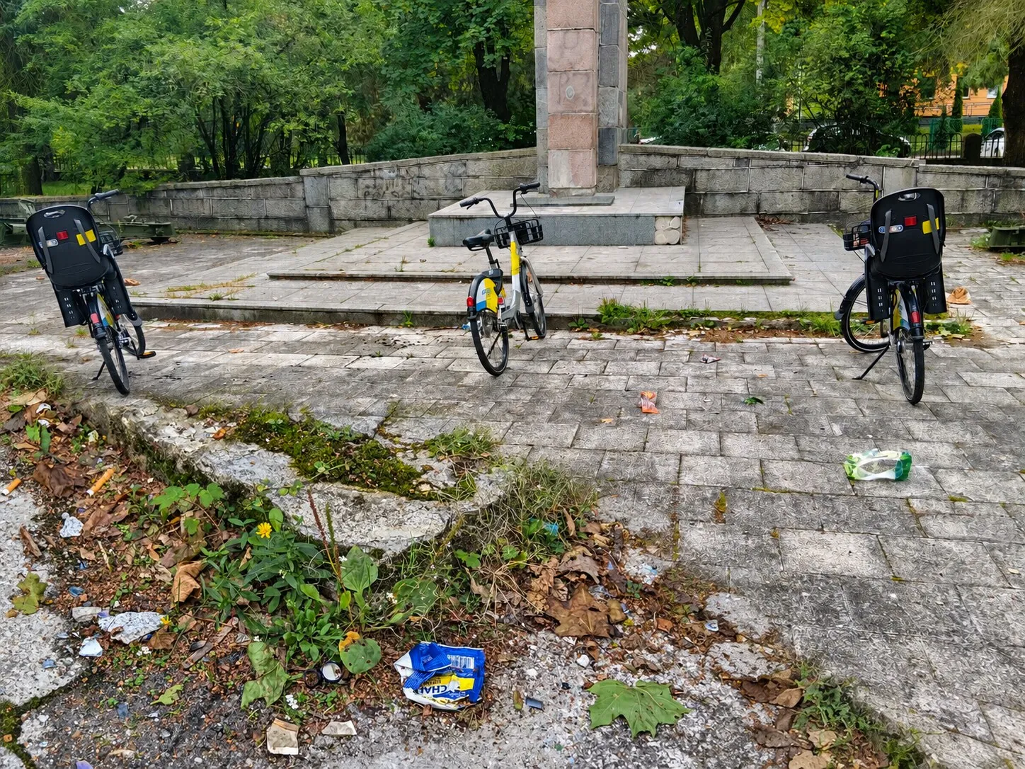Brud, porzucone rowery i zaniedbany plac. Mieszkanka pokazuje, jak wygląda otoczenie pomnika w Wojciechowicach