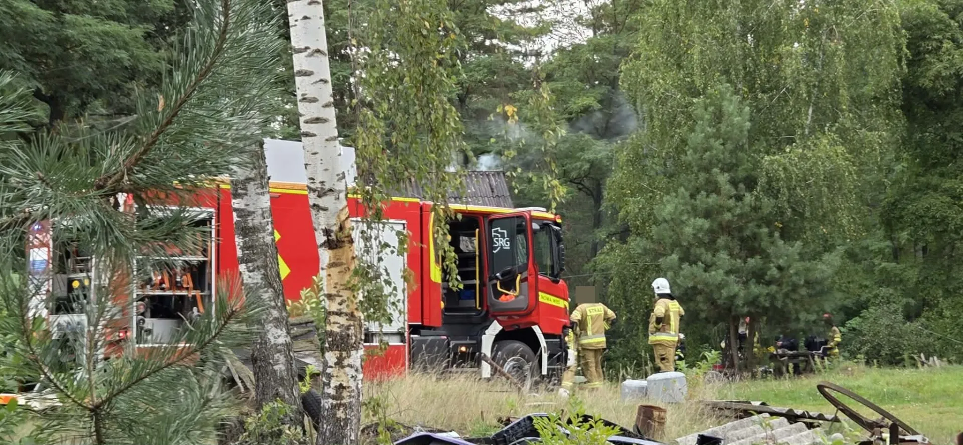 Pożar domu w Rżańcu. Ogień objął poddasze (zdjęcia)