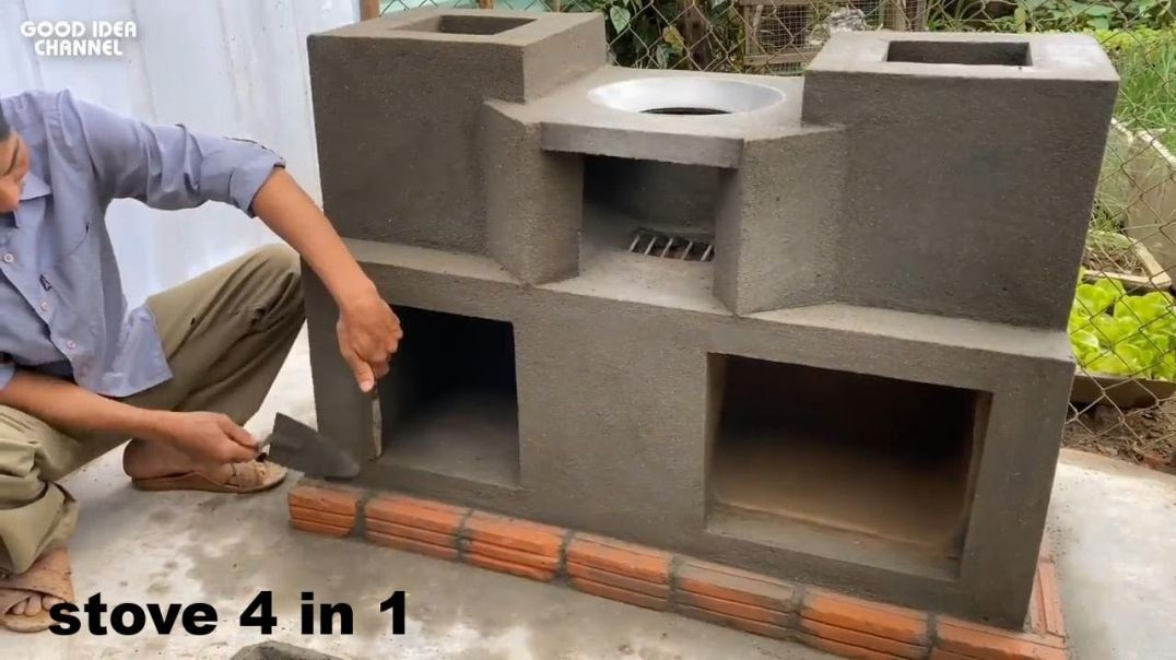 ⁣Building smokeless multi-function wood stove | Save firewood to the maximum