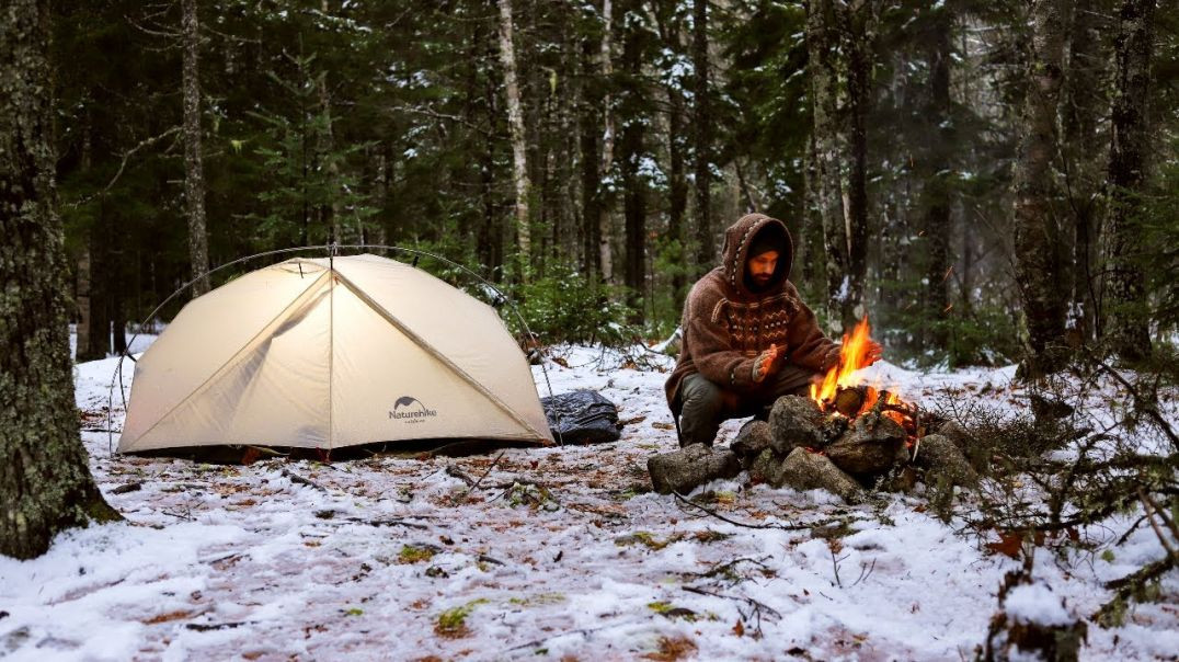 Winter Camping in Rain and Snow