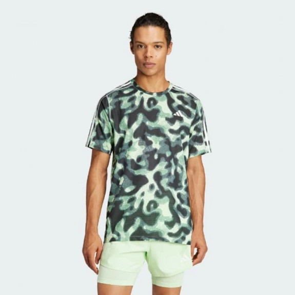OWN THE RUN 3-STRIPES ALLOVER PRINT T-SHIRT