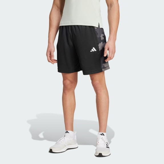 TRAIN ESSENTIALS CAMO TRAINING SHORTS