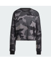 ESSENTIALS 3-STRIPES CAMO-PRINT CROPPED SWEATSHIRT