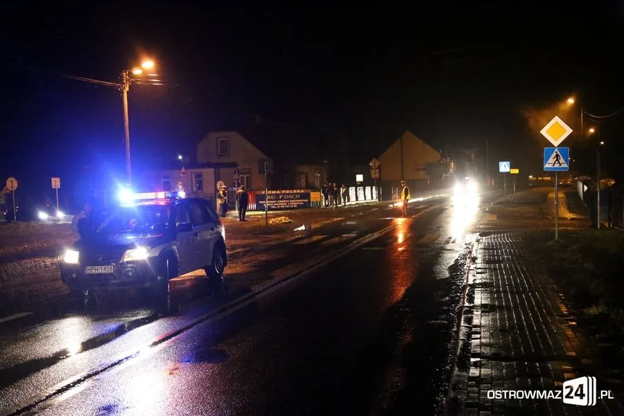 Śmiertelne potrącenie na trasie Ostrołęka - Ostrów (zdjęcia)