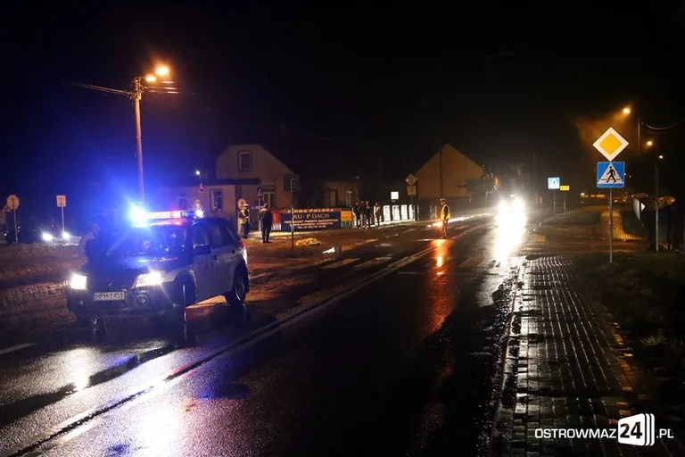 Śmiertelne potrącenie na trasie Ostrołęka - Ostrów (zdjęcia)